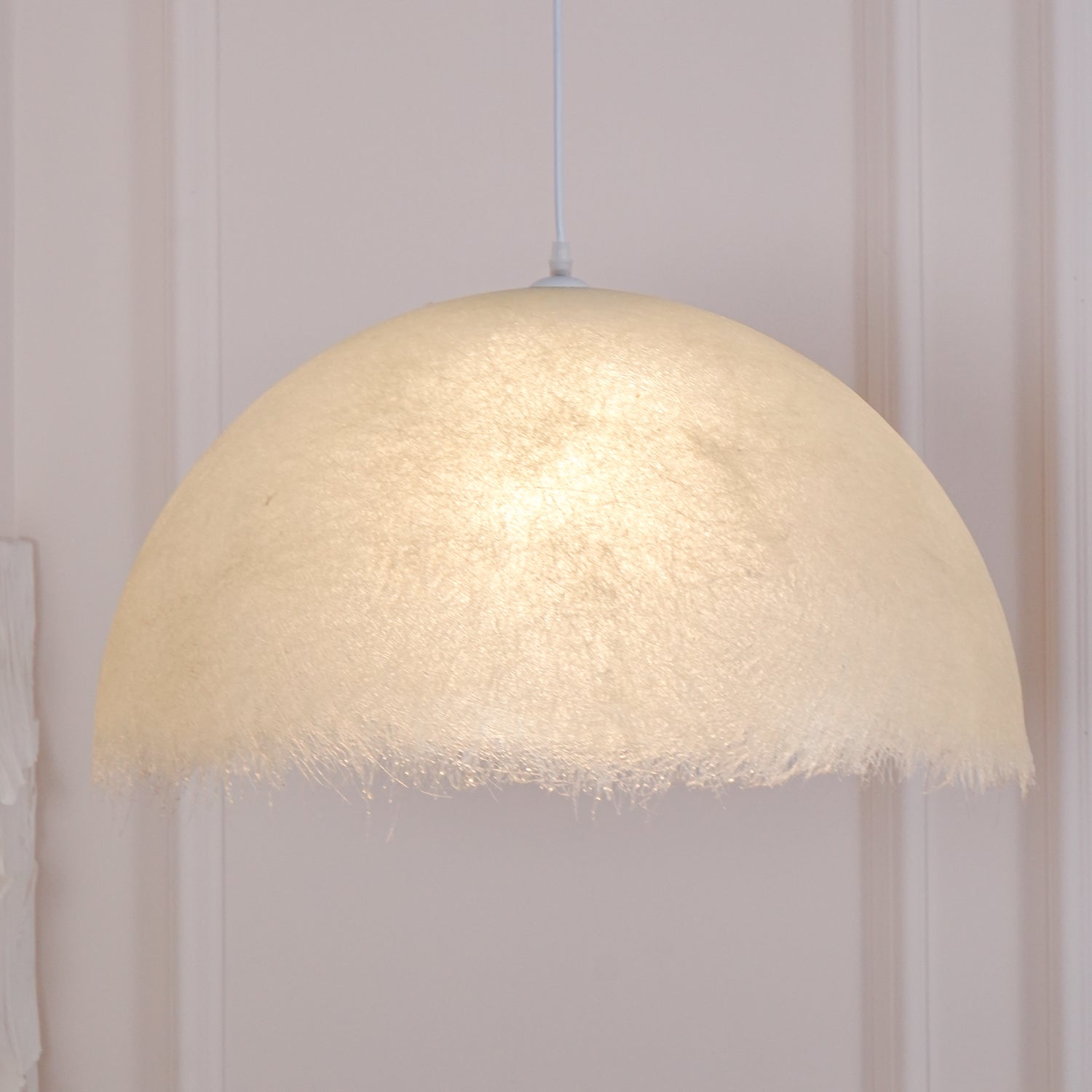 Contemporary White Textured Resin Pendant Light Artistic Hanging Ceiling Lamp