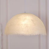 Contemporary White Textured Resin Pendant Light Artistic Hanging Ceiling Lamp