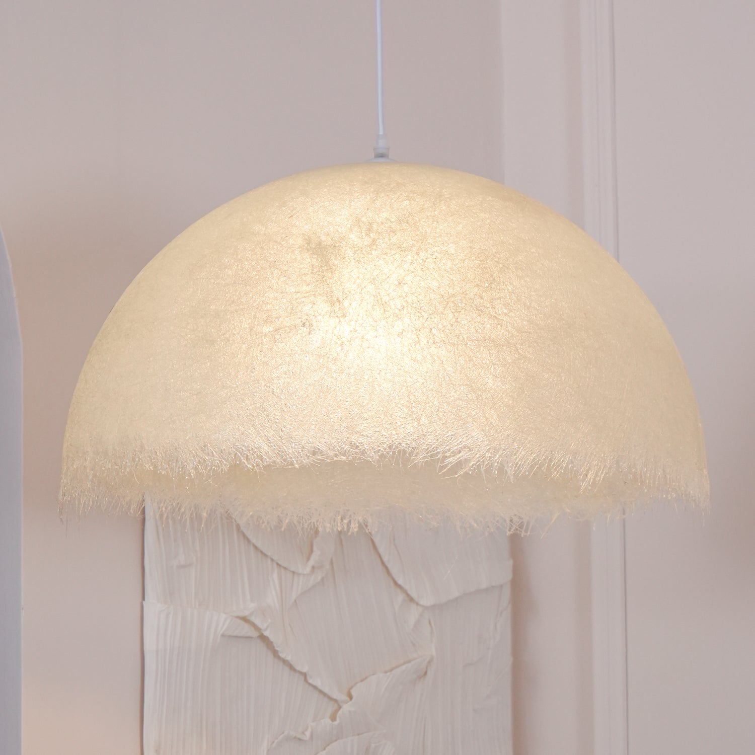 Contemporary White Textured Resin Pendant Light Artistic Hanging Ceiling Lamp