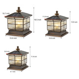 Copper Square Bronze Fence Post Light Outdoor Pillar Lamp with Solar and Hardwired 3 Step Dimming