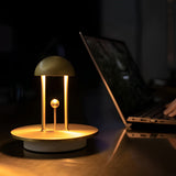 Cordless Nickel Jingle Table Lamp with Infrared Wave Sensor and Warm Ambient LED Light
