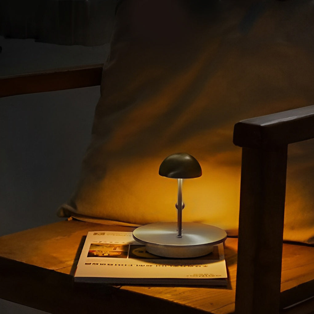 Cordless Nickel Jingle Table Lamp with Infrared Wave Sensor and Warm Ambient LED Light