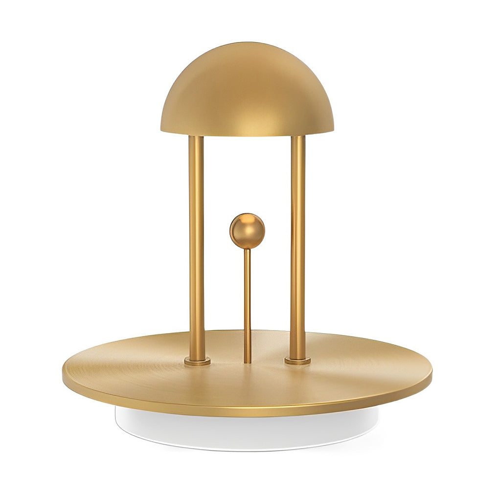 Cordless Nickel Jingle Table Lamp with Infrared Wave Sensor and Warm Ambient LED Light