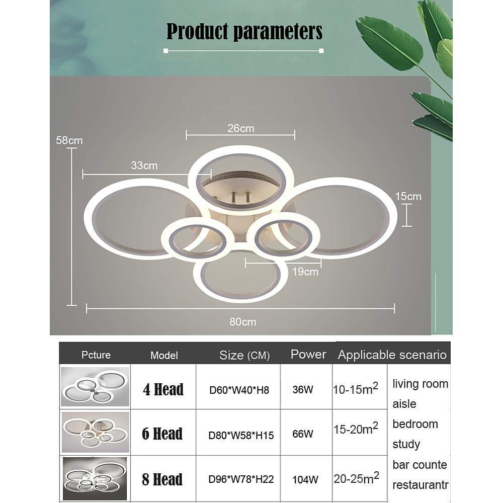 Modern Geometric Circles LED Cluster Ceiling Light Flush Mount Fixture for Bedroom and Living Room
