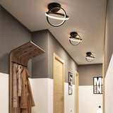 Modern Geometric Interlocking Ring LED Ceiling Light Black Flush Mount Fixture for Bedroom