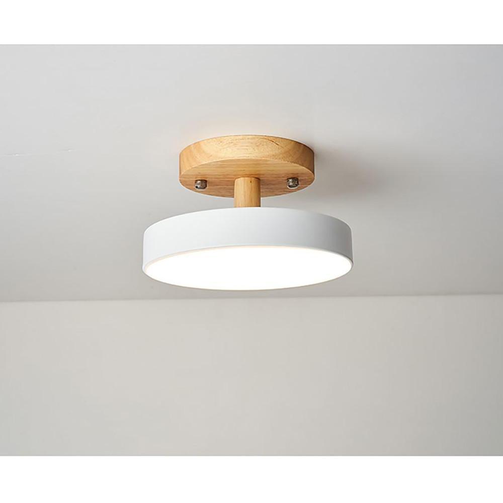 Modern Bamboo and Metal Drum Flush Mount LED Ceiling Light for Kitchen and Bedroom