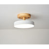 Modern Bamboo and Metal Drum Flush Mount LED Ceiling Light for Kitchen and Bedroom
