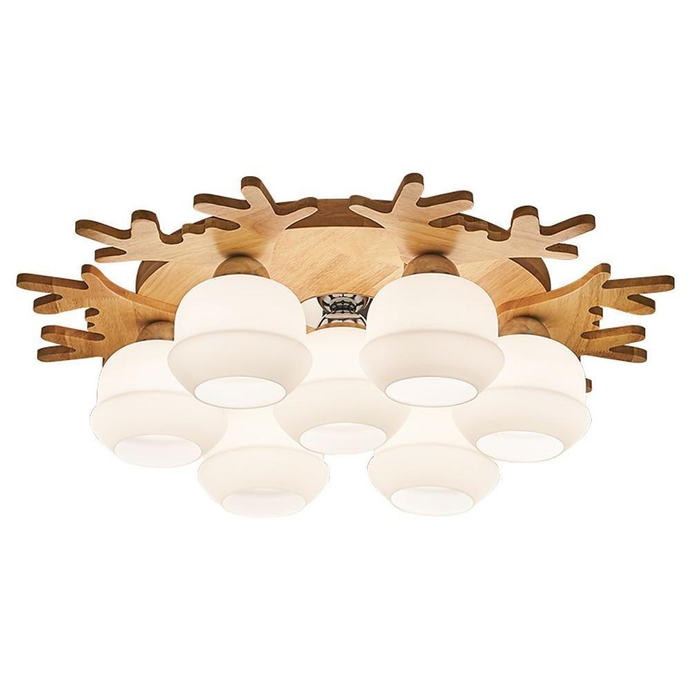 Modern Bamboo Globe Cluster Flush Mount Ceiling Light for Bedroom Living Room 3 5 7 Light
