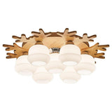 Modern Bamboo Globe Cluster Flush Mount Ceiling Light for Bedroom Living Room 3 5 7 Light