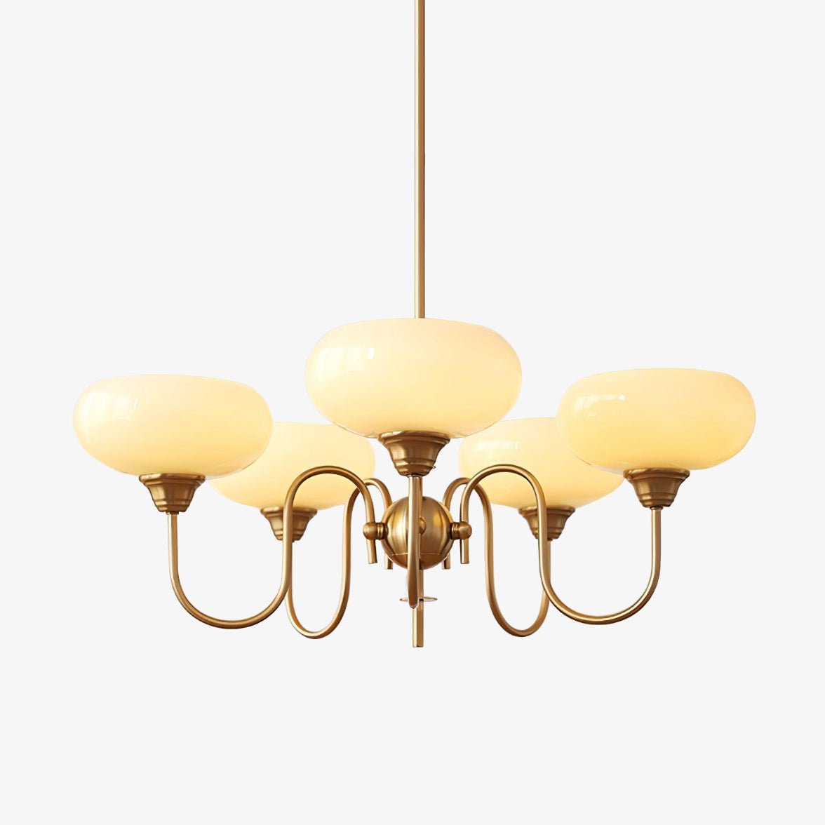 Creamy Persimmon Glass Chandelier Mid Century Modern Multi Light Ceiling Fixture