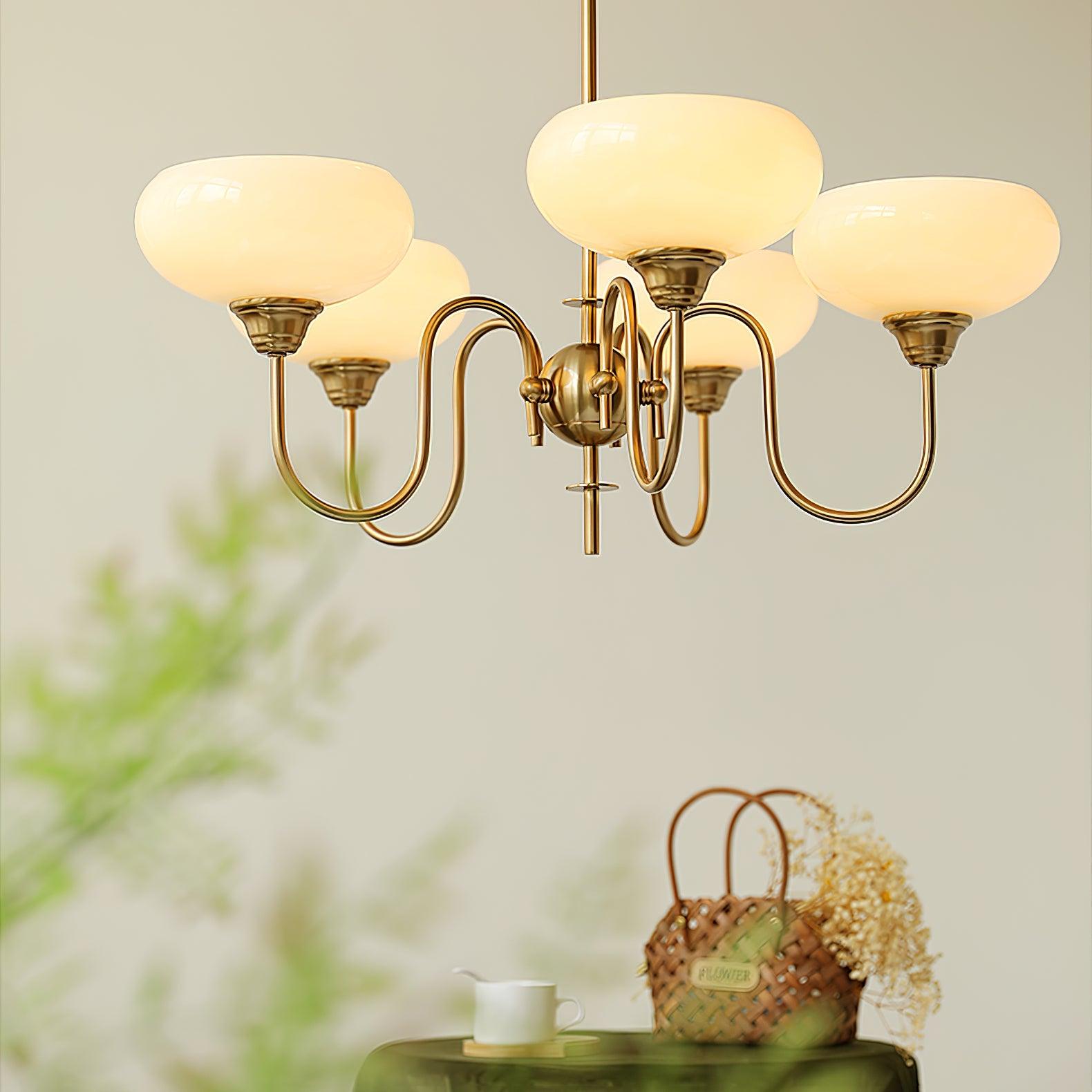 Creamy Persimmon Glass Chandelier Mid Century Modern Multi Light Ceiling Fixture