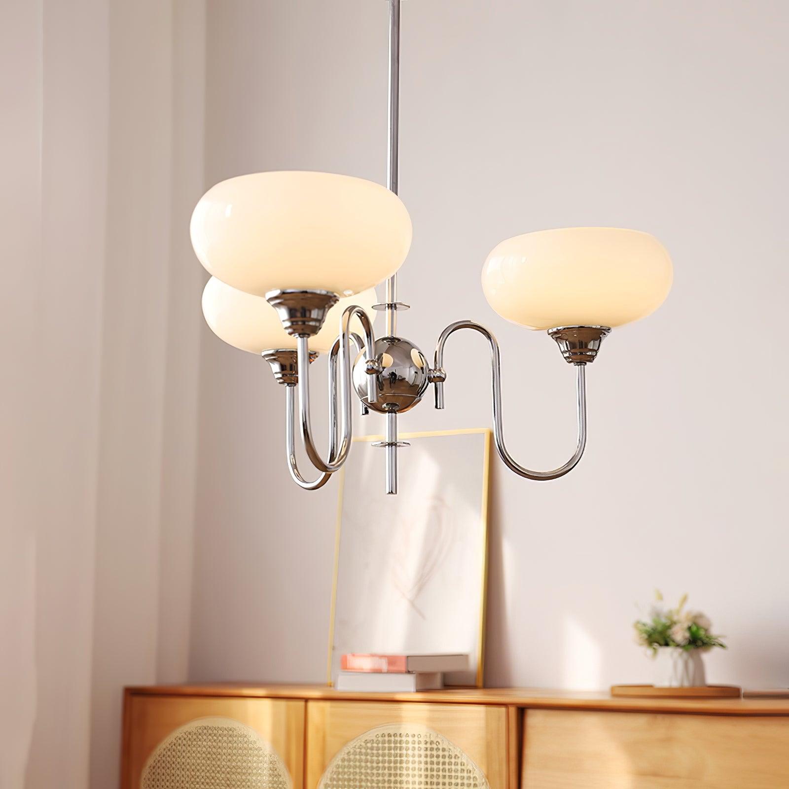 Creamy Persimmon Glass Chandelier Mid Century Modern Multi Light Ceiling Fixture