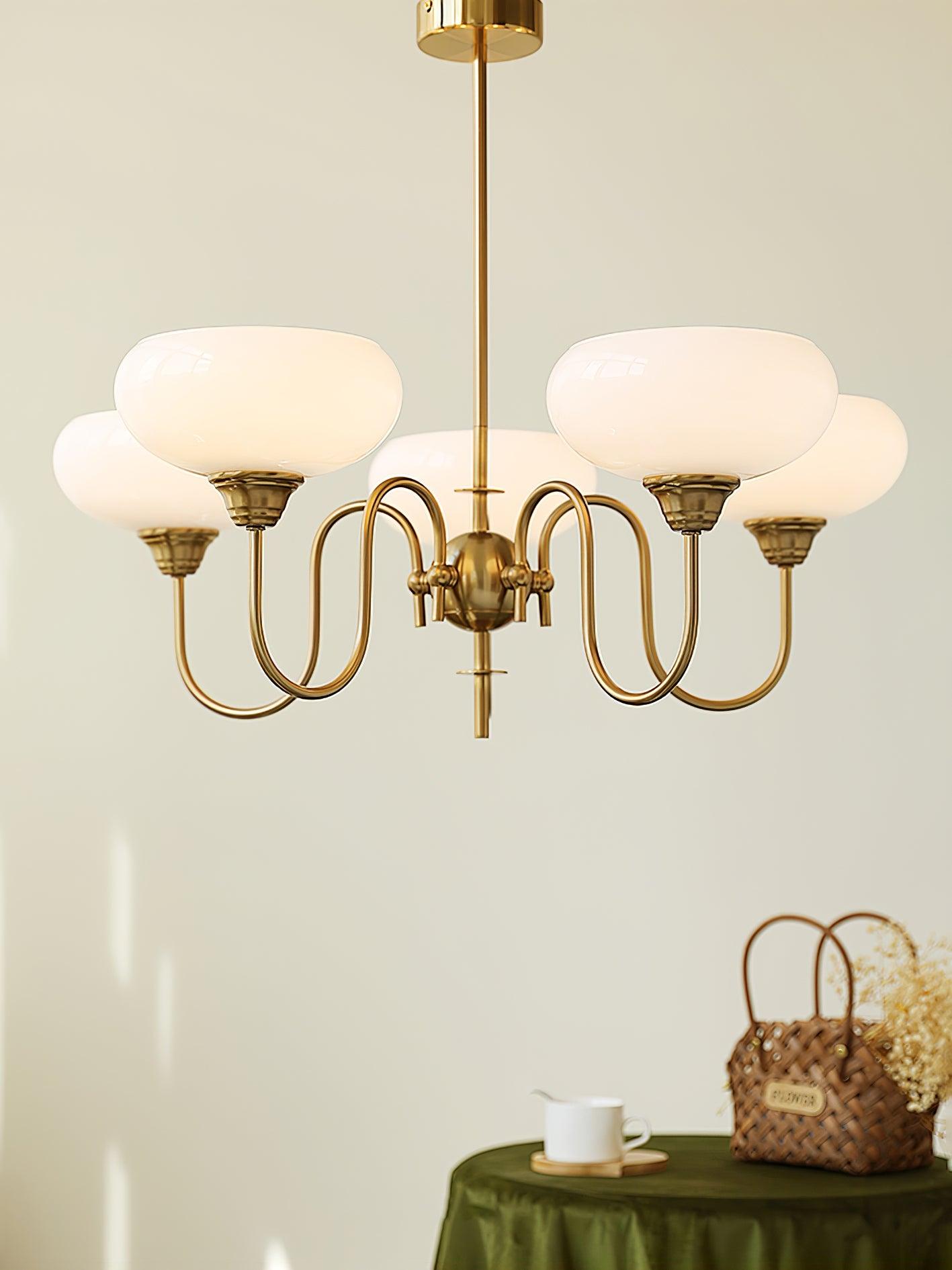 Creamy Persimmon Glass Chandelier Mid Century Modern Multi Light Ceiling Fixture