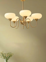Creamy Persimmon Glass Chandelier Mid Century Modern Multi Light Ceiling Fixture