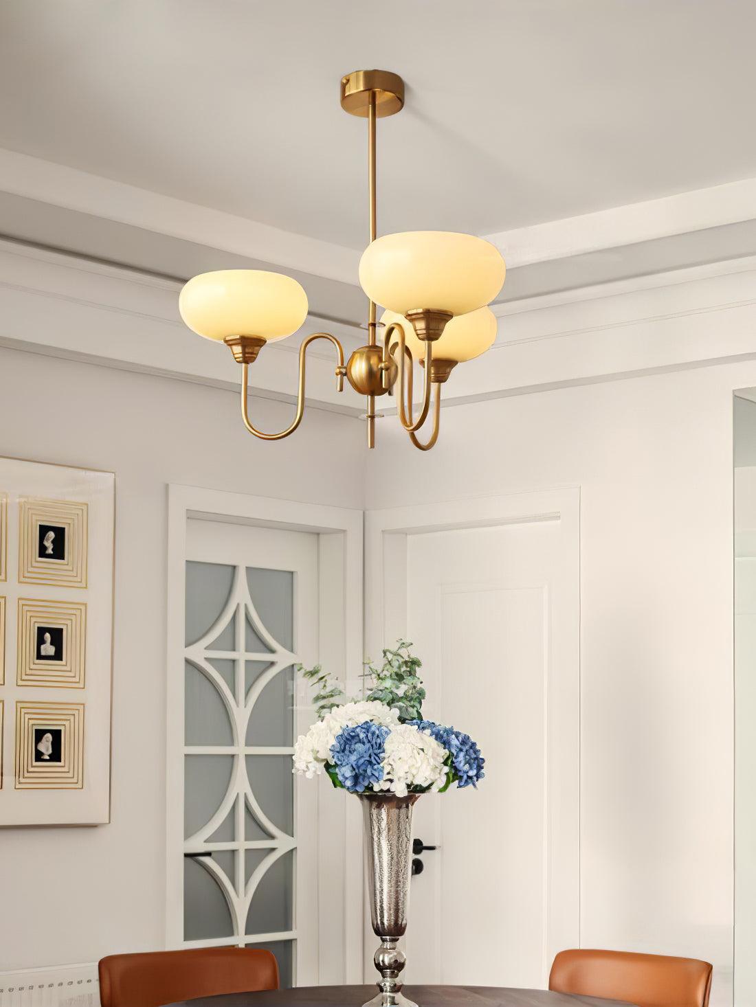 Creamy Persimmon Glass Chandelier Mid Century Modern Multi Light Ceiling Fixture