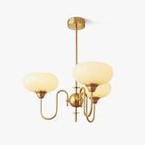 Creamy Persimmon Glass Chandelier Mid Century Modern Multi Light Ceiling Fixture