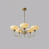 Creamy Persimmon Glass Chandelier Mid Century Modern Multi Light Ceiling Fixture