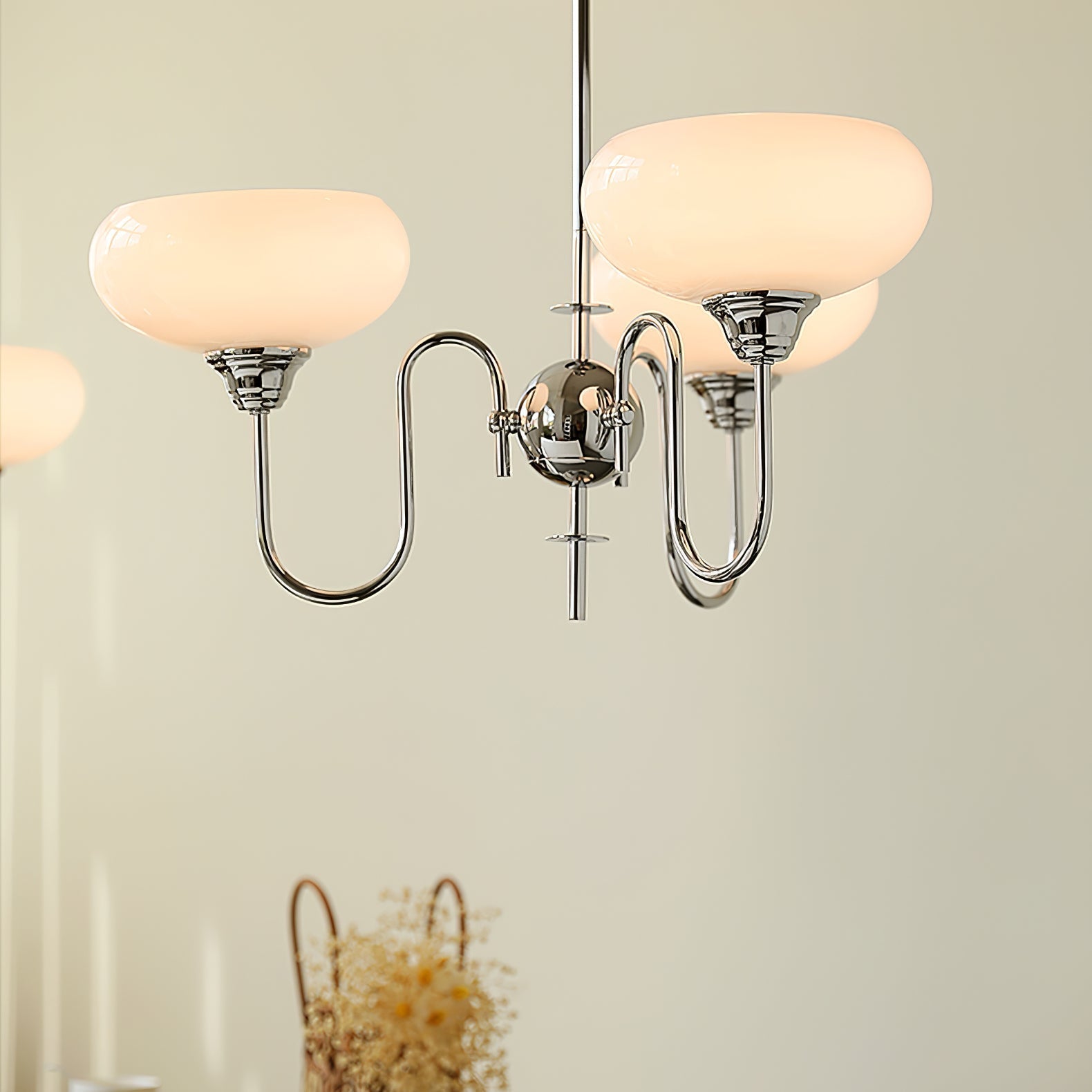 Creamy Persimmon Glass Chandelier Mid Century Modern Multi Light Ceiling Fixture