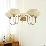 Creamy Persimmon Glass Chandelier Mid Century Modern Multi Light Ceiling Fixture
