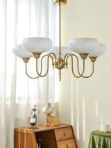 Creamy Persimmon Glass Chandelier Mid Century Modern Multi Light Ceiling Fixture