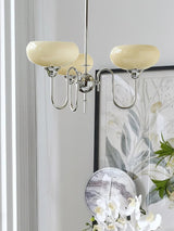 Creamy Persimmon Glass Chandelier Mid Century Modern Multi Light Ceiling Fixture