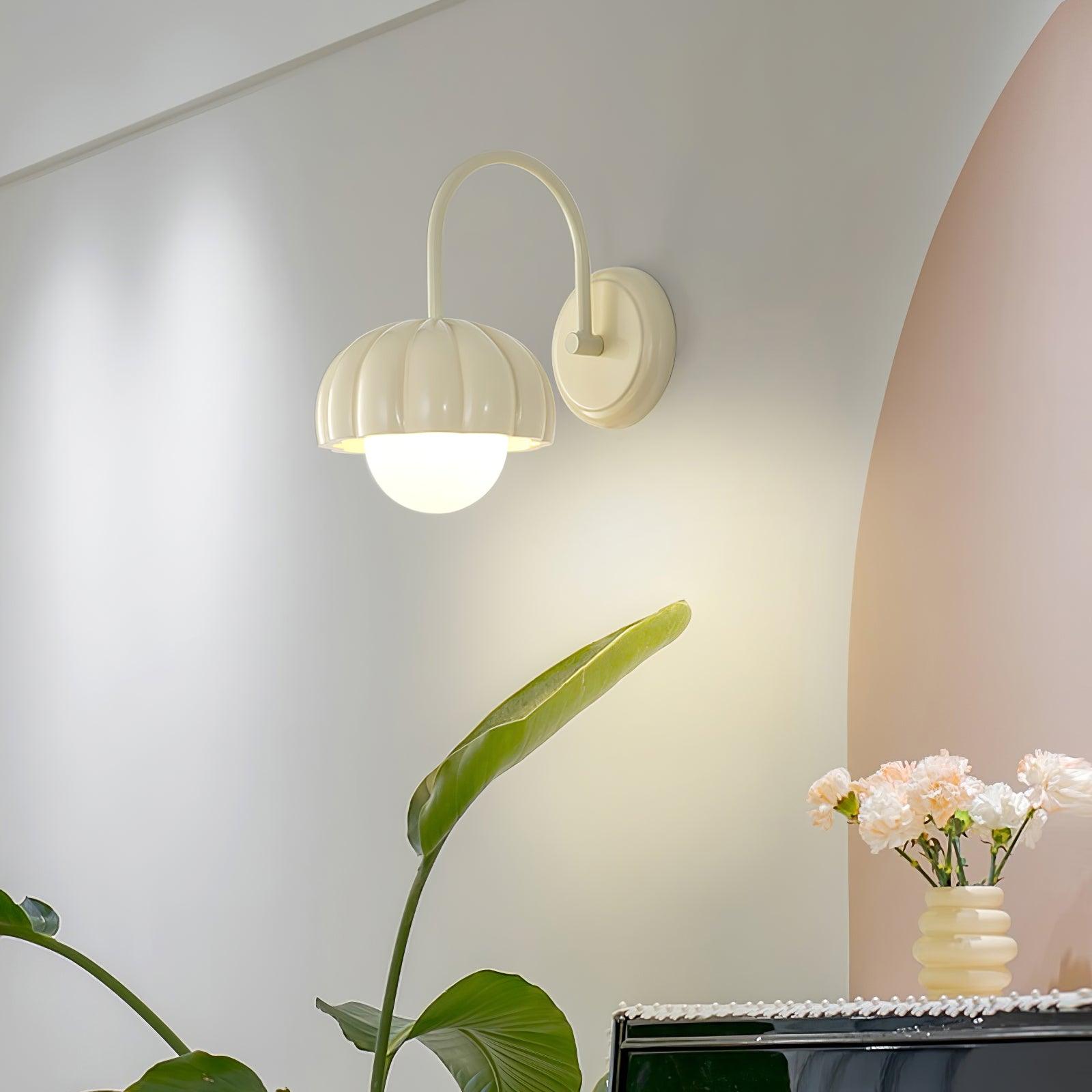 Creamy White Pumpkin Shape Resin Wall Sconce Interior Wall Mounted Light
