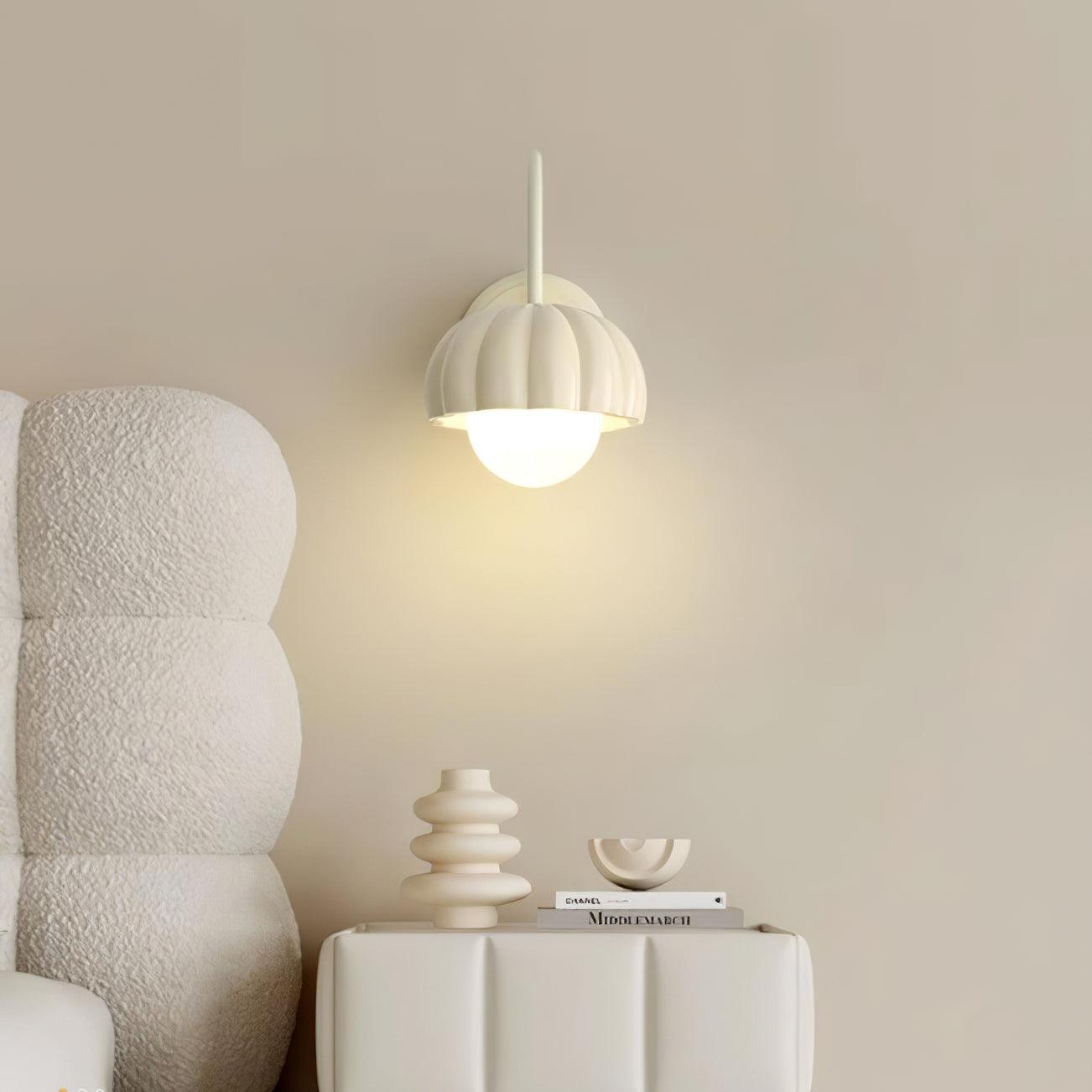 Creamy White Pumpkin Shape Resin Wall Sconce Interior Wall Mounted Light