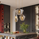 Creative 3 Light Glass LED Pendant Light Fixture Retro Kitchen Island Chandelier for Dining Room