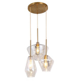 Creative 3 Light Glass LED Pendant Light Fixture Retro Kitchen Island Chandelier for Dining Room