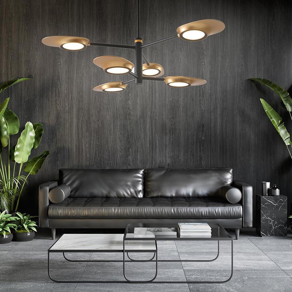 Creative 6 Light Adjustable LED Chandelier Modern Metal Ceiling Light Fixture for Dining Room