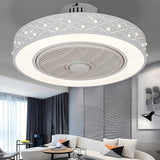 Modern 20 Inch Bladeless Ceiling Fan with Dimmable LED Light Chandelier for Bedroom and Living Room