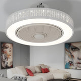 Modern 20 Inch Bladeless Ceiling Fan with Dimmable LED Light Chandelier for Bedroom and Living Room