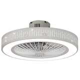 Modern 20 Inch Bladeless Ceiling Fan with Dimmable LED Light Chandelier for Bedroom and Living Room