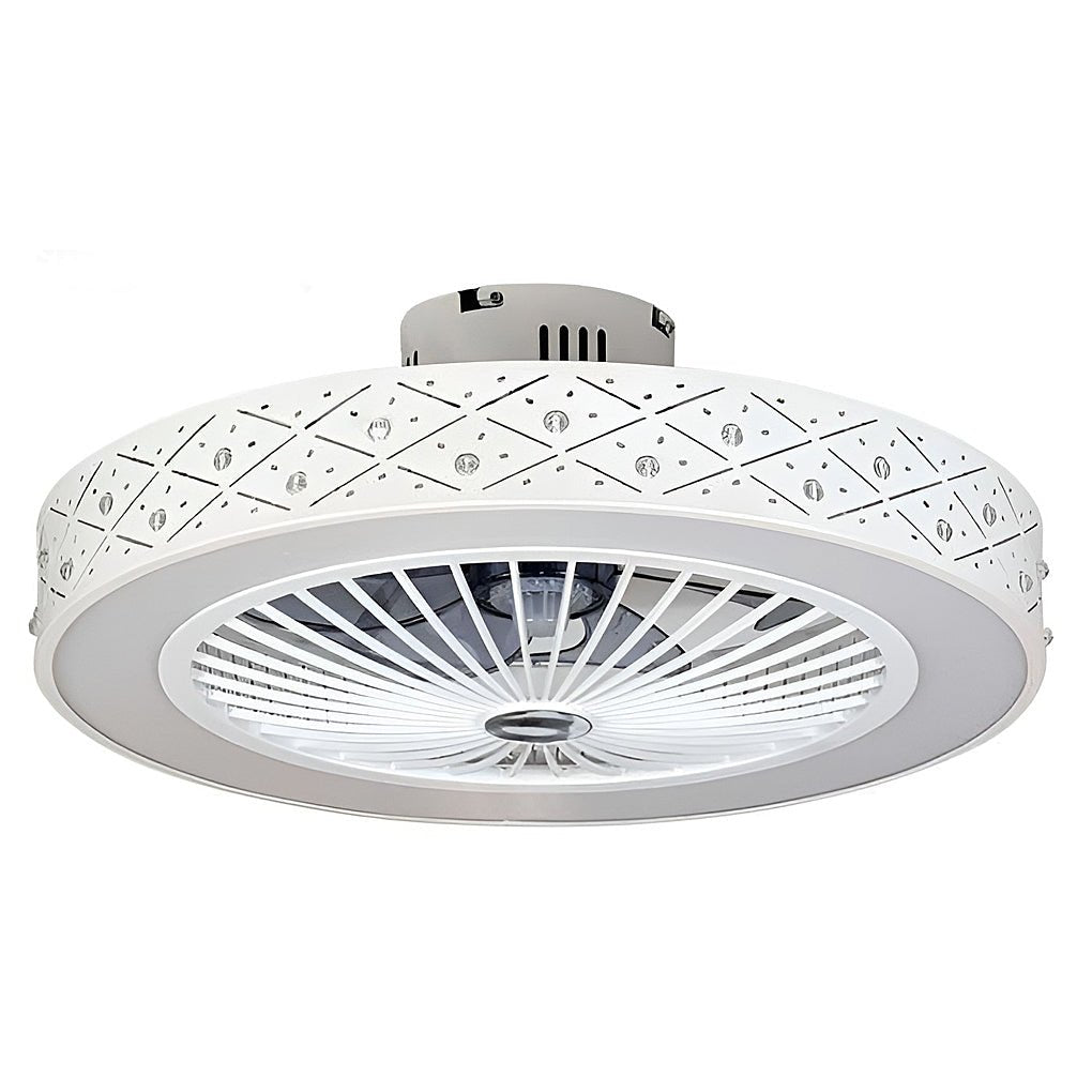 Modern 20 Inch Bladeless Ceiling Fan with Dimmable LED Light Chandelier for Bedroom and Living Room