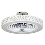 Modern 20 Inch Bladeless Ceiling Fan with Dimmable LED Light Chandelier for Bedroom and Living Room
