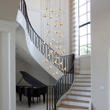 Creative Butterfly LED Staircase Chandelier Modern Long High Ceiling Pendant Light