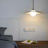 Creative Circular LED Hanging Lamp Contemporary Matte Black and White Kitchen Island Lighting