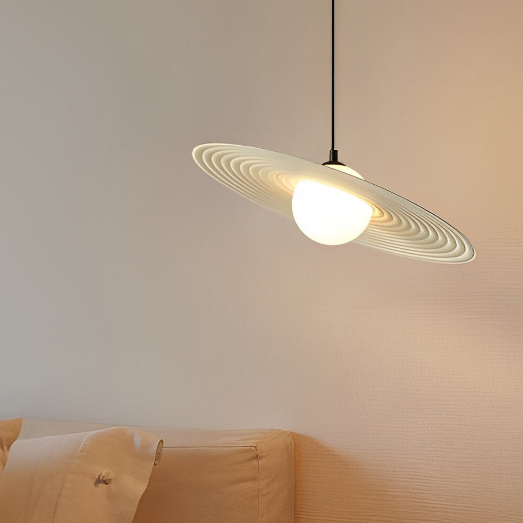 Creative Circular LED Hanging Lamp Contemporary Matte Black and White Kitchen Island Lighting