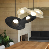 Creative Circular LED Hanging Lamp Contemporary Matte Black and White Kitchen Island Lighting