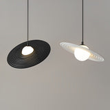 Creative Circular LED Hanging Lamp Contemporary Matte Black and White Kitchen Island Lighting