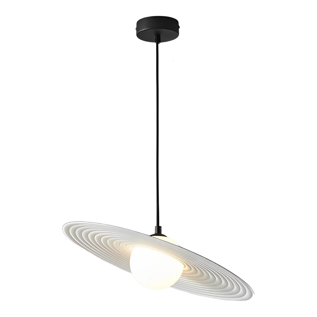 Creative Circular LED Hanging Lamp Contemporary Matte Black and White Kitchen Island Lighting