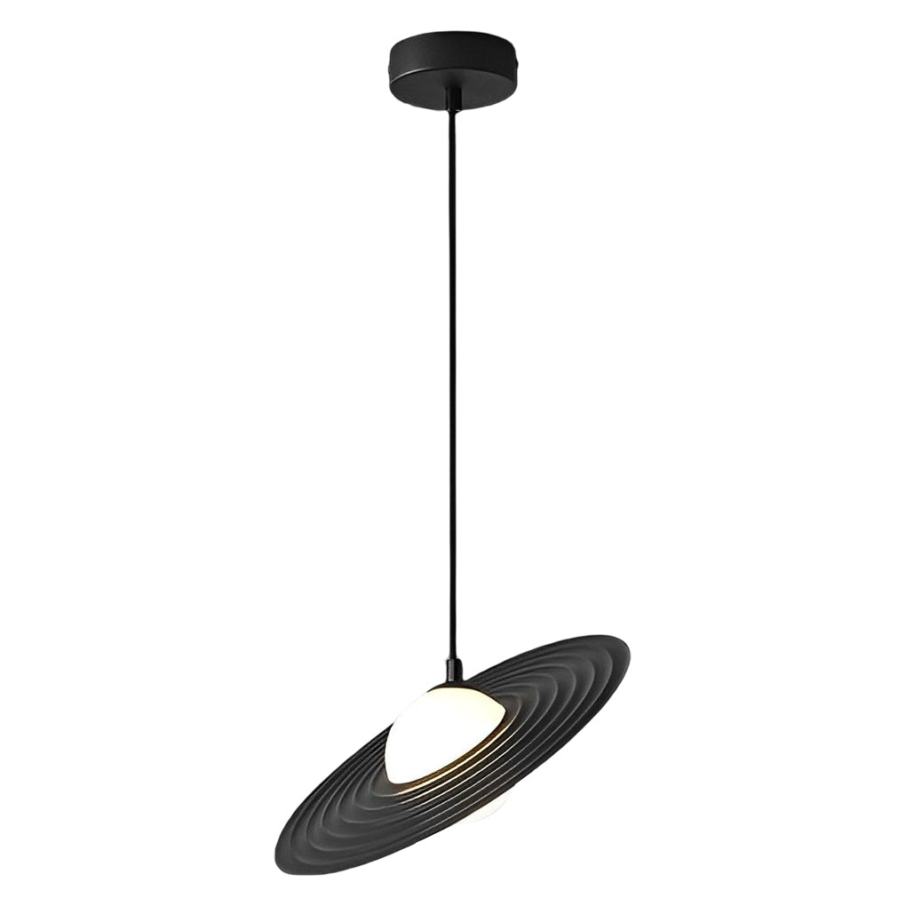 Creative Circular LED Hanging Lamp Contemporary Matte Black and White Kitchen Island Lighting