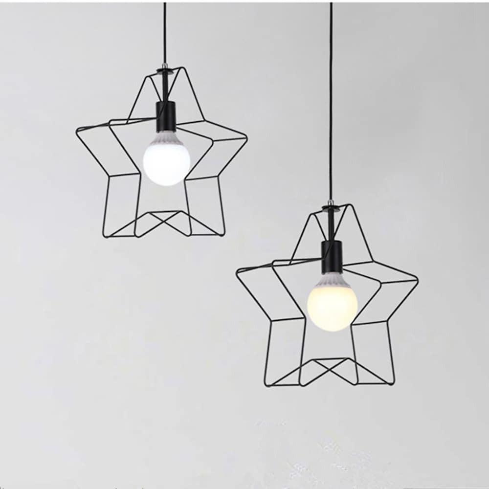 Creative Geometric Star Metal Pendant Light Modern Industrial LED Ceiling Fixture for Home