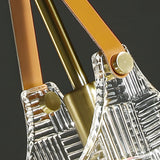 Creative Glass Bag Pendant Light with Leather Handle and Copper Accents Modern Hanging Lamp