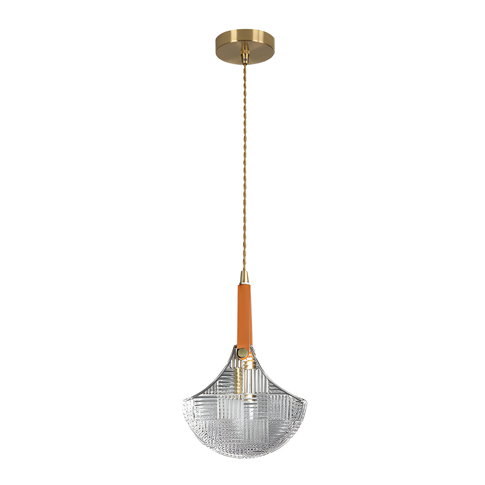 Creative Glass Bag Pendant Light with Leather Handle and Copper Accents Modern Hanging Lamp
