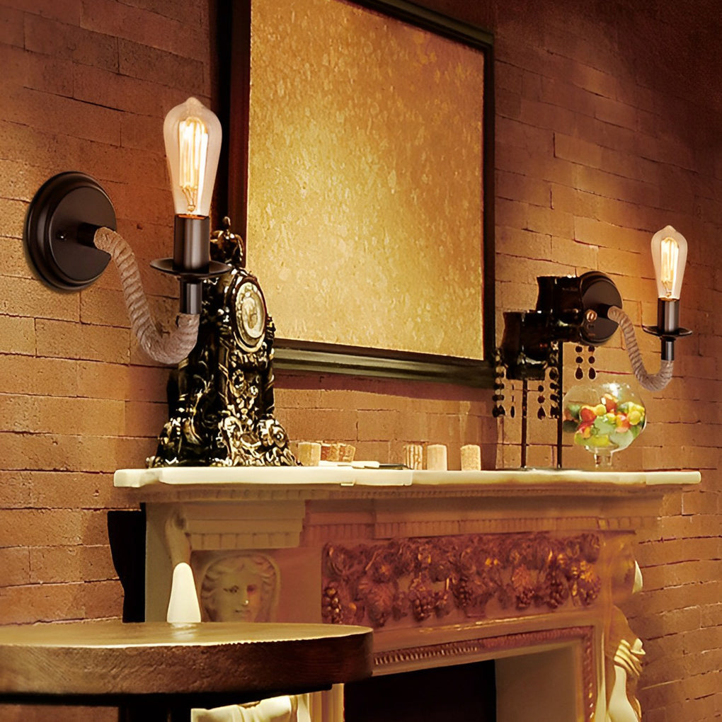 Creative Metal Rope Wall Sconce Retro Industrial Interior Light Fixture