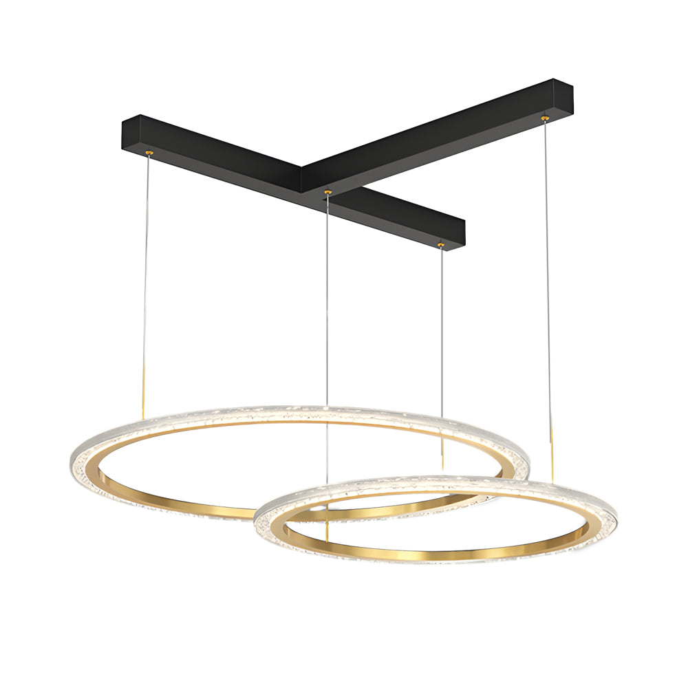 Creative Modern LED Ring Pendant Light with Three Step Dimming and Adjustable Height for Living Room