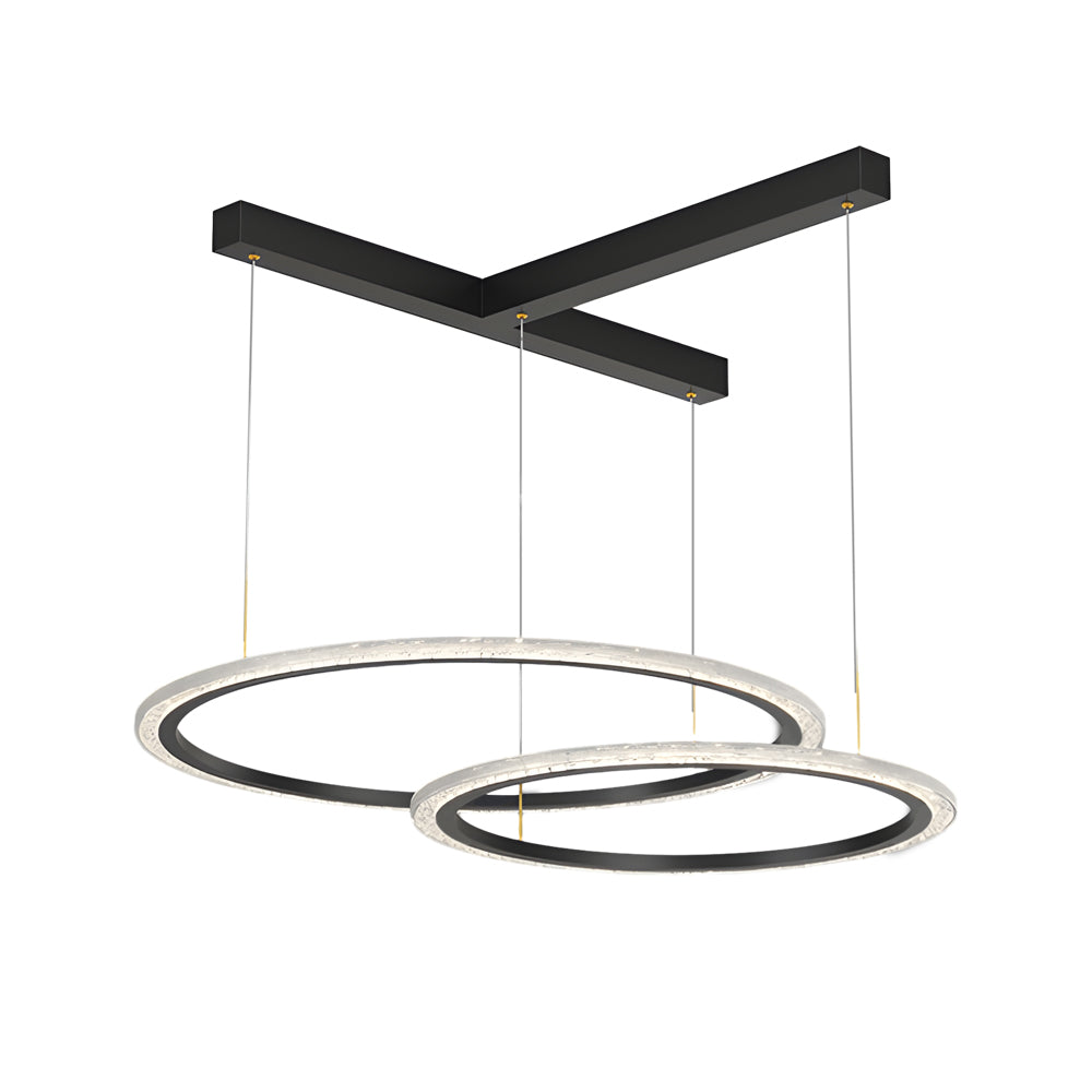 Creative Modern LED Ring Pendant Light with Three Step Dimming and Adjustable Height for Living Room