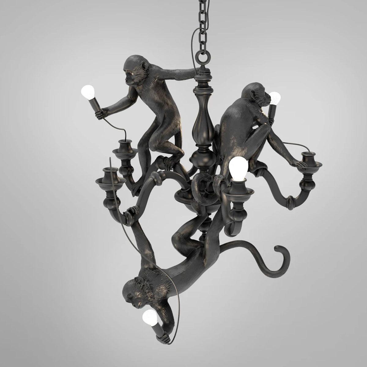 Creative Monkey Resin Pendant Light Modern Animal Themed Chandelier for Playful Interior Decor