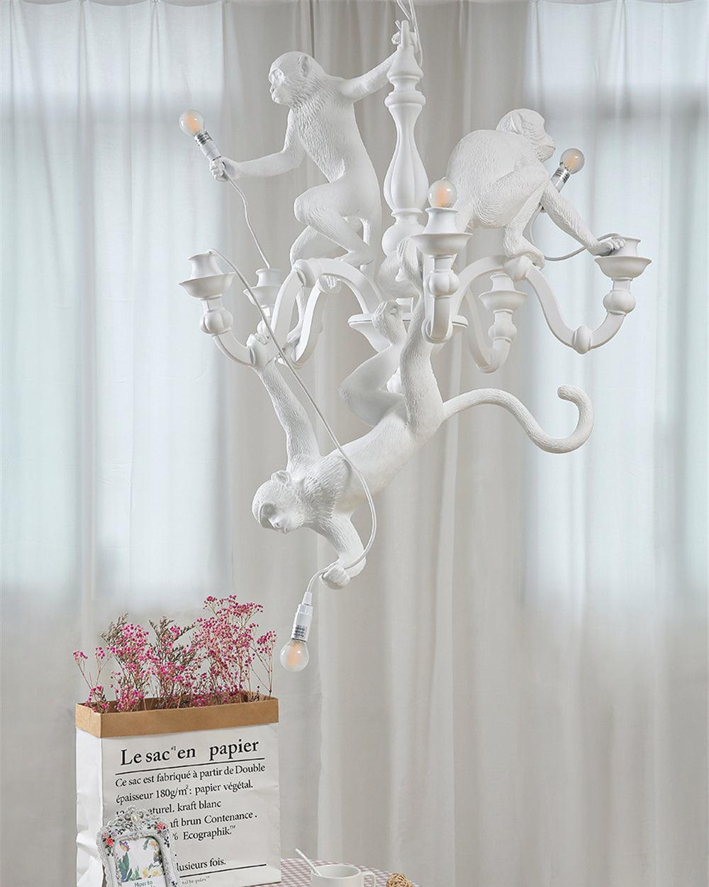 Creative Monkey Resin Pendant Light Modern Animal Themed Chandelier for Playful Interior Decor